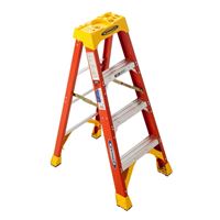 Werner 6204 Step Ladder, 4 ft H, Type IA Duty Rating, Fiberglass, 300 lb, 3-Step, 8 ft Max Reach 