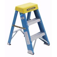 WERNER 6002 Step Ladder, 8 ft Max Reach H, 2-Step, 250 lb, Type I Duty Rating, 3 in D Step, Fiberglass, Blue 