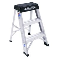 Werner 150B Step Ladder, 2 ft H, Type IA Duty Rating, Aluminum, 300 lb, 3-Step, 8 ft Max Reach 