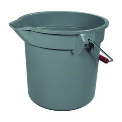 Rubbermaid Roughneck 261400GRAY Bucket with Pour Spout, 14 qt Capacity, 12 in Dia, Polyethylene, Gray 6 Pack 