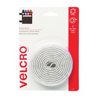 VELCRO Brand 90087 Fastener, 3/4 in W, 5 ft L, Nylon, White, 5 lb, Rubber Adhesive 