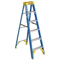 Werner 6006 Step Ladder, 6 ft H, Type I Duty Rating, Fiberglass, 250 lb, 5-Step, 10 ft Max Reach 