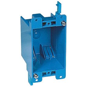 Carlon B114R-UPC Outlet Box, 1 -Gang, PVC, Blue, Clamp Mounting