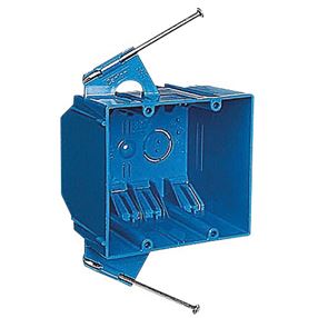 Carlon B232A-UPC Outlet Box, 2 -Gang, PVC, Blue, Captive Nail Mounting