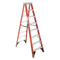 WERNER 7408 Step Ladder, 12 ft Max Reach H, 5-Step, 375 lb, Type IAA Duty Rating, 3 in D Step, Aluminum/Fiberglass 