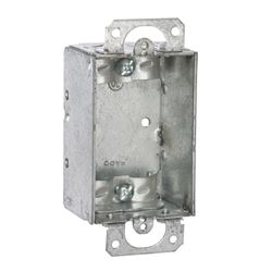 Raco 410 Switch Box, 1-Gang, 1-Outlet, 4-Knockout, Steel, Gray, Galvanized 