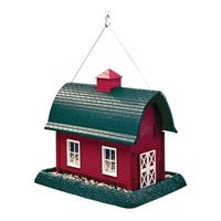North States 9061 Wild Bird Feeder, Barn, 8 lb, Plastic, Red, 11-1/2 in H, Pole Mounting 