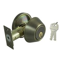 ProSource DB81V-PS Deadbolt, 3 Grade, Antique Brass, 2-3/8 to 2-3/4 in Backset, KW1 Keyway, 1-3/8 to 1-3/4 in Thick Door, Pack of 3 