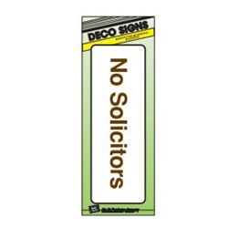 Hy-Ko D-0 Graphic Sign, Rectangular, No Solicitors, Dark Brown Legend, White Background, Plastic, Pack of 5 