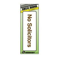 HY-KO D-0 Graphic Sign, Rectangular, No Solicitors, Dark Brown Legend, White Background, Plastic 5 Pack 