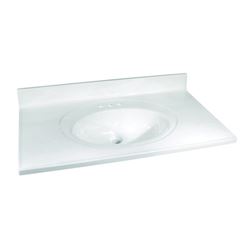 Foremost WW-2237 Vanity Top, 37 in OAL, 22 in OAW, Marble, White, Countertop Edge 