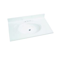 Foremost WS-1931 Vanity Top, 31 in OAL, 19 in OAW, Marble, Solid White, Countertop Edge 
