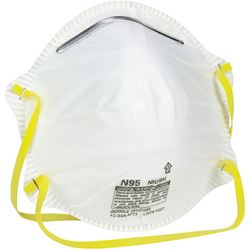 Safety Works 817633 Disposable Dust Respirator, One-Size Mask, N95 Filter Class, 95 % Filter Efficiency, White 