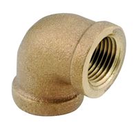 Anderson Metals 738100-08 Pipe Elbow, 1/2 in, FIP, 90 deg Angle, Brass, Rough, 200 psi Pressure 