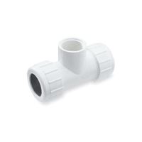 NDS CRT-0750-T Pipe Tee, 1/2 x 3/4 in, Compression x FNPT, PVC, White, SCH 40 Schedule, 150 psi Pressure 
