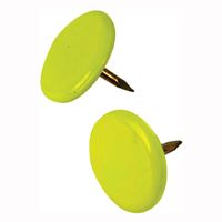 Hillman 122671 Thumb Tack, 15/64 in Shank, Steel, Painted, Yellow, Cap Head, Sharp Point, Pack of 6 