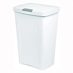 Sterilite TouchTop 10458004 Waste Basket with Latch, 13 gal Capacity, White, 24-3/4 in H, Pack of 4 
