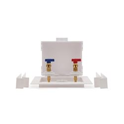 Oatey 38528 Washing Machine Outlet Box, 1/2 in Pex Crimp Connection, Brass/Polystyrene, White 
