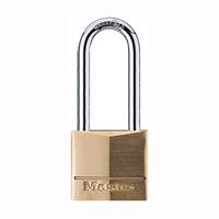Master Lock 140DLH Padlock, Keyed Different Key, 1/4 in Dia Shackle, Steel Shackle, Solid Brass Body, 1-9/16 in W Body 