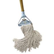 Quickie 038-391T-4 Wet Mop, Wing Nut Mop Connection, Cotton Mop Head, Hardwood Handle 