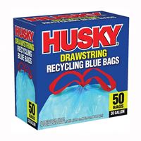 Husky HK30DS050BU Trash Bag with Drawstring, 30 gal Capacity, Blue 