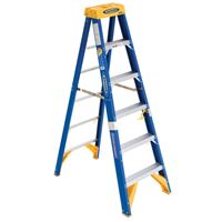 WERNER Old Blue OBEL06 Step Ladder, 10 ft Max Reach H, 5-Step, 375 lb, Type IAA Duty Rating, 3 in D Step, Fiberglass 