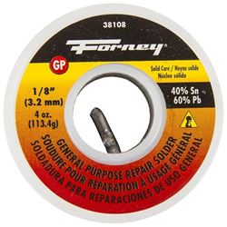 Forney 38108 Solder, 4 oz, Solid, Silver/White, 460 deg F Melting Point 