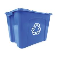 Rubbermaid FG571473BLUE Recycling Box, 14 gal Capacity, Resin, Blue, 20-3/4 in L x 16 in W x 14-3/4 in D Dimensions 