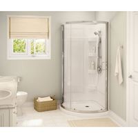 MAAX Cyrene 300001-000-001-102 Shower Kit, 34 in L, 34 in W, 76 in H, Acrylic, Chrome, Glue Up Installation, Round 