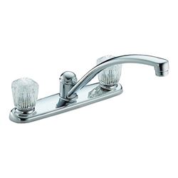 DELTA Classic Series 2102LF Kitchen Faucet, 1.8 gpm, Brass, Chrome Plated, Deck Mounting, Knob Handle, Swivel Spout 