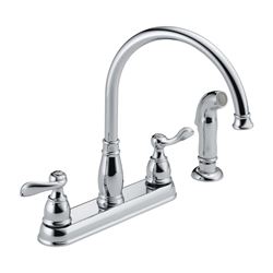 DELTA Windemere Series 21996LF Kitchen Faucet with Side Sprayer, 1.8 gpm, 2-Faucet Handle, Plastic, Chrome Plated 