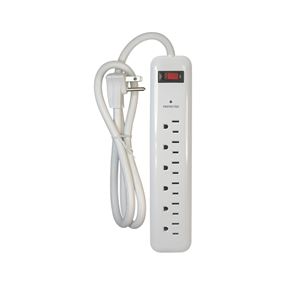 PowerZone OR802126 Surge Protector Power Strip, 125 V, 15 A, 6-Outlet, 1000 Joules Energy, White