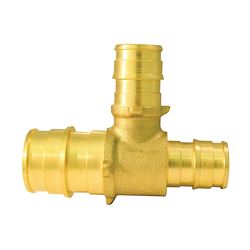 Apollo Expansion Series EPXT341212 Reducing Pipe Tee, 3/4 x 1/2 x 1/2 in, Barb, Brass, 200 psi Pressure 