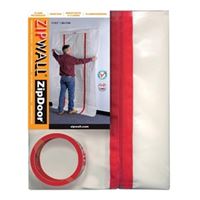 Zipwall ZDC Dust Barrier Door Kit, 4 ft L, 8 ft W, Plastic, Clear 