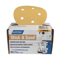NORTON Stick & Sand 07660701644 Sanding Disc, 5 in Dia, Coated, 120 Grit, Medium, Aluminum Oxide Abrasive 