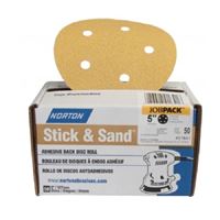 NORTON Stick & Sand 07660701646 Sanding Disc, 5 in Dia, Coated, 180 Grit, Fine, Aluminum Oxide Abrasive 
