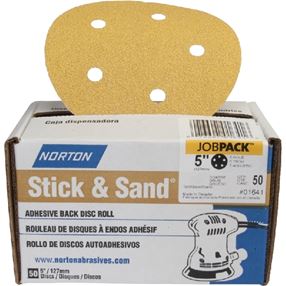 NORTON Stick & Sand 07660701650 Sanding Disc, 6 in Dia, Coated, 150 Grit, Fine, Aluminum Oxide Abrasive