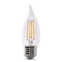 Feit Electric BPEFC40/950CA/FIL LED Bulb, Decorative, Flame Tip Lamp, 40 W Equivalent, E26 Lamp Base, Dimmable, Clear 