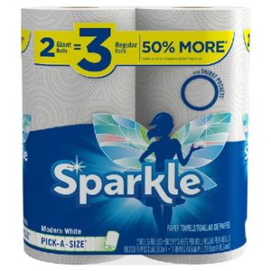 Sparkle 22272 Paper Towel, 9-1/4 ft L, 4.8 in W, 2-Ply, Pack of 12
