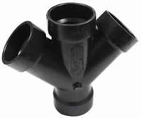 CANPLAS 102351BC Double Pipe Wye, 1-1/2 in, Hub, ABS, Black 