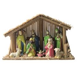 Hometown Holidays 89427 Christmas Collectible, Nativity Set with Stable, Assorted, Pack of 12 