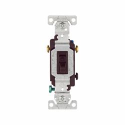 Eaton Wiring Devices 1303-7B Toggle Switch, 15 A, 120 V, Polycarbonate Housing Material, Brown 