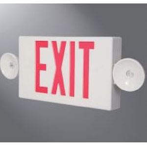 Sure-Lites LPXC Series LPXC25 Emergency Light Exit Sign Combo, 19-3/4 in OAW, 7-1/2 in OAH, 120/277 V, 0.98 W, Red