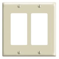 Decora 80409-I Wallplate, 4-1/2 in L, 4.56 in W, 2 -Gang, Thermoset Plastic, Ivory, Smooth 