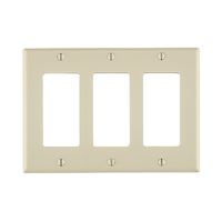 Leviton 80411-T Wallplate, 4-1/2 in L, 6.37 in W, 3-Gang, Thermoset Plastic, Light Almond, Smooth 