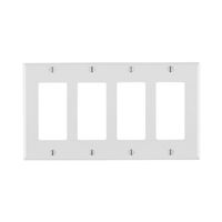 Leviton 80412-W Wallplate, 4-1/2 in L, 8.18 in W, 4-Gang, Thermoset Plastic, White, Smooth 