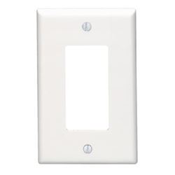 Leviton 80601-W Wallplate, 4.88 in L, 3.13 in W, 1-Gang, Thermoset Plastic, White, Smooth 