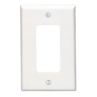 Decora 80601-W Wallplate, 4.88 in L, 3.13 in W, 1 -Gang, Thermoset Plastic, White, Smooth 