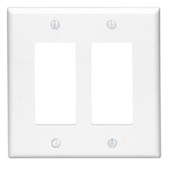 Decora 80609-W Wallplate, 3-1/8 in L, 4.94 in W, 2 -Gang, Thermoset Plastic, White, Smooth 