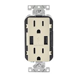 Decora T5632-0BT USB Charger and Receptacle, 2 -USB Port, Light Almond 